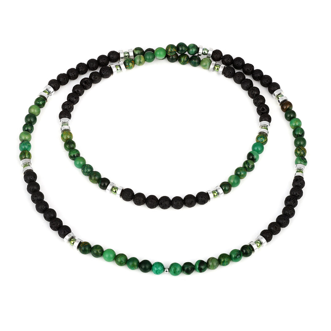 Jade, Lava and Hematite Long Necklace