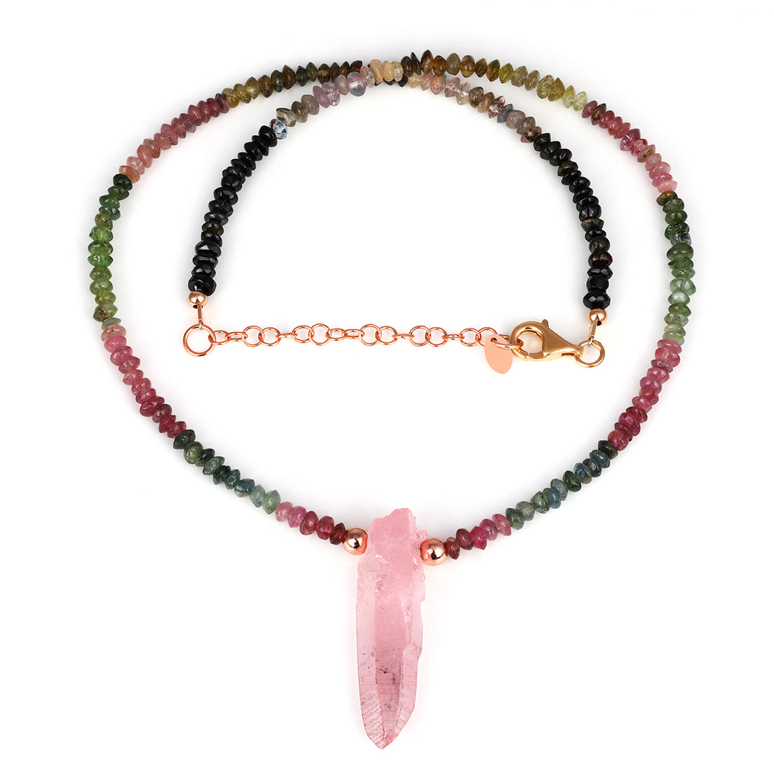 Multi Tourmaline and Pink Mystic Quartz Necklace