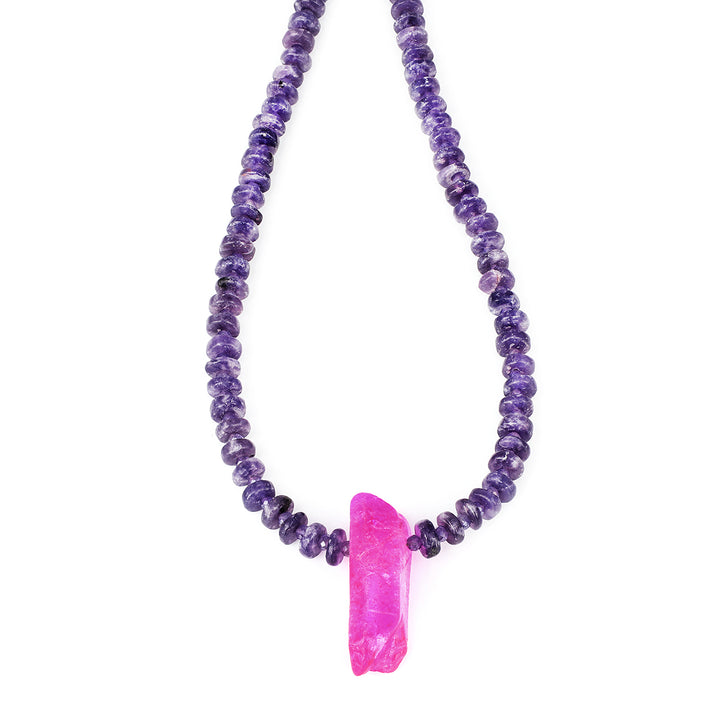 Amethyst, Lepidolite and Mystic Quartz Necklace