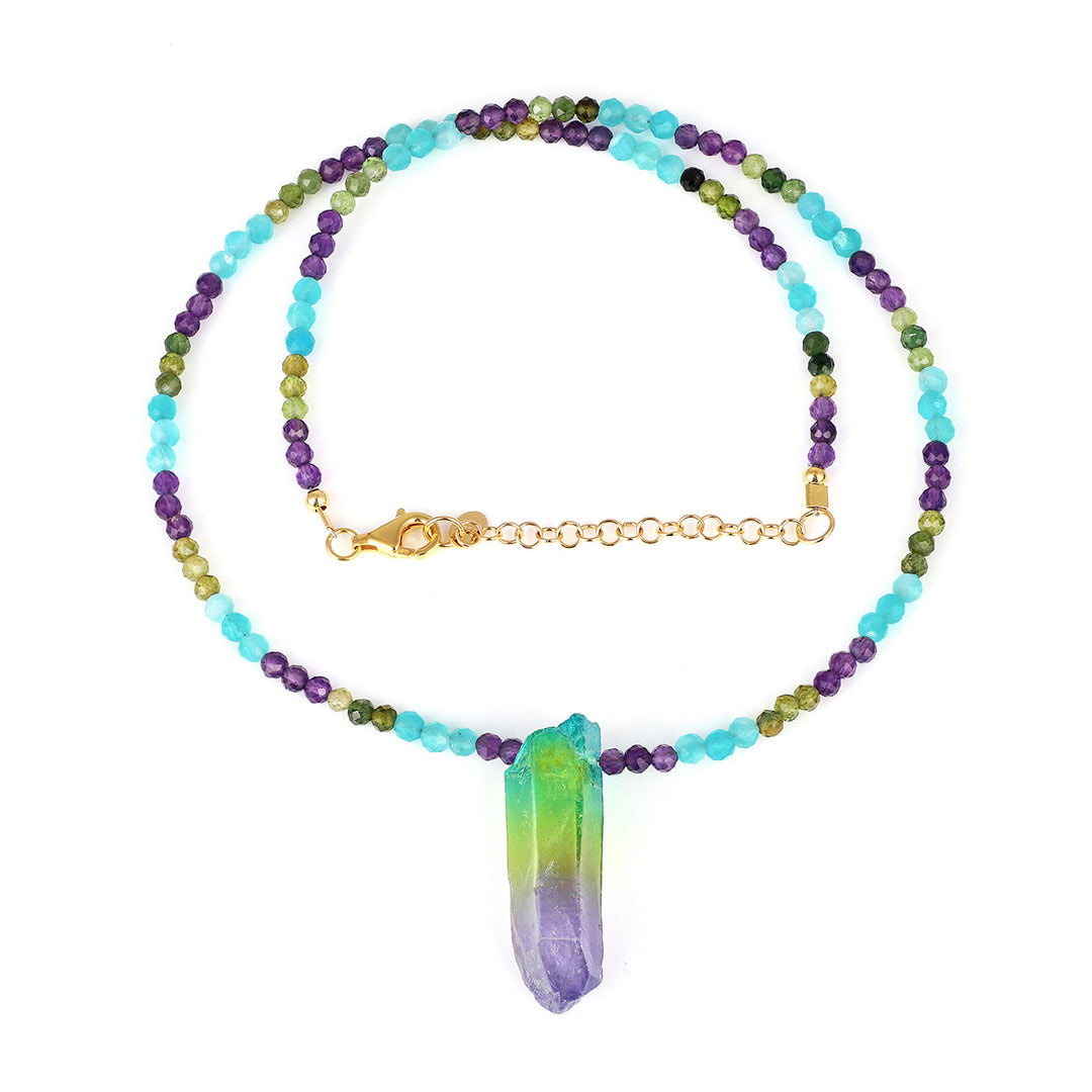 Multi Gemstone Beads Pendant Necklace