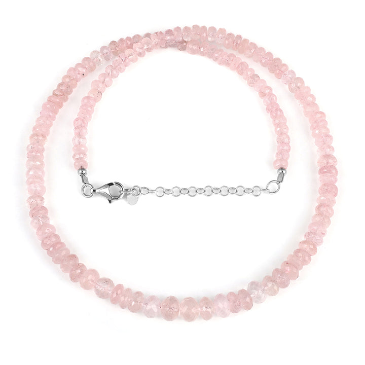 Morganite Beads Sterling Silver Necklace