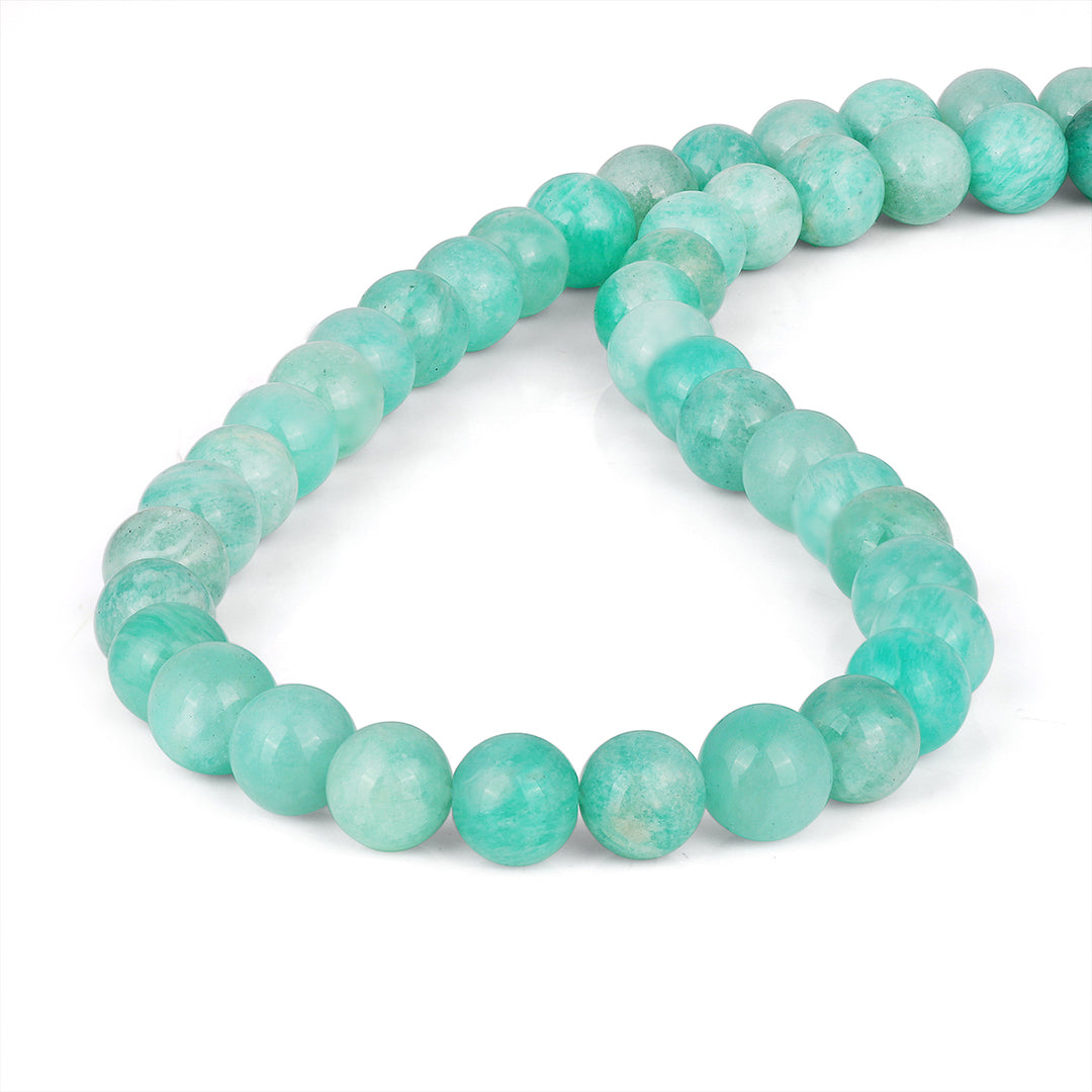 Amazonite Beads Unisex Silver Necklace