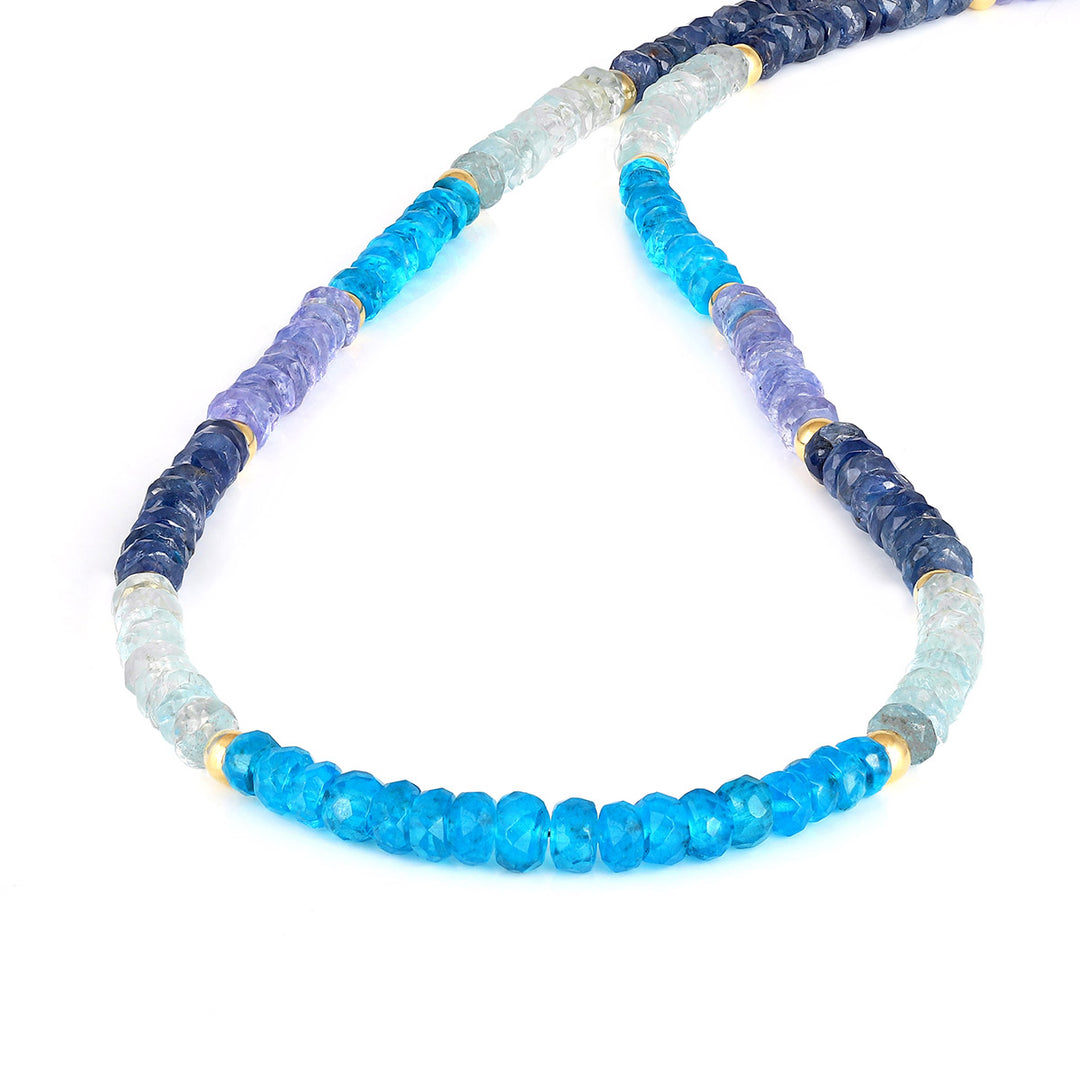 Apatite, Aquamarine, Sapphire and Tanzanite Silver Necklace