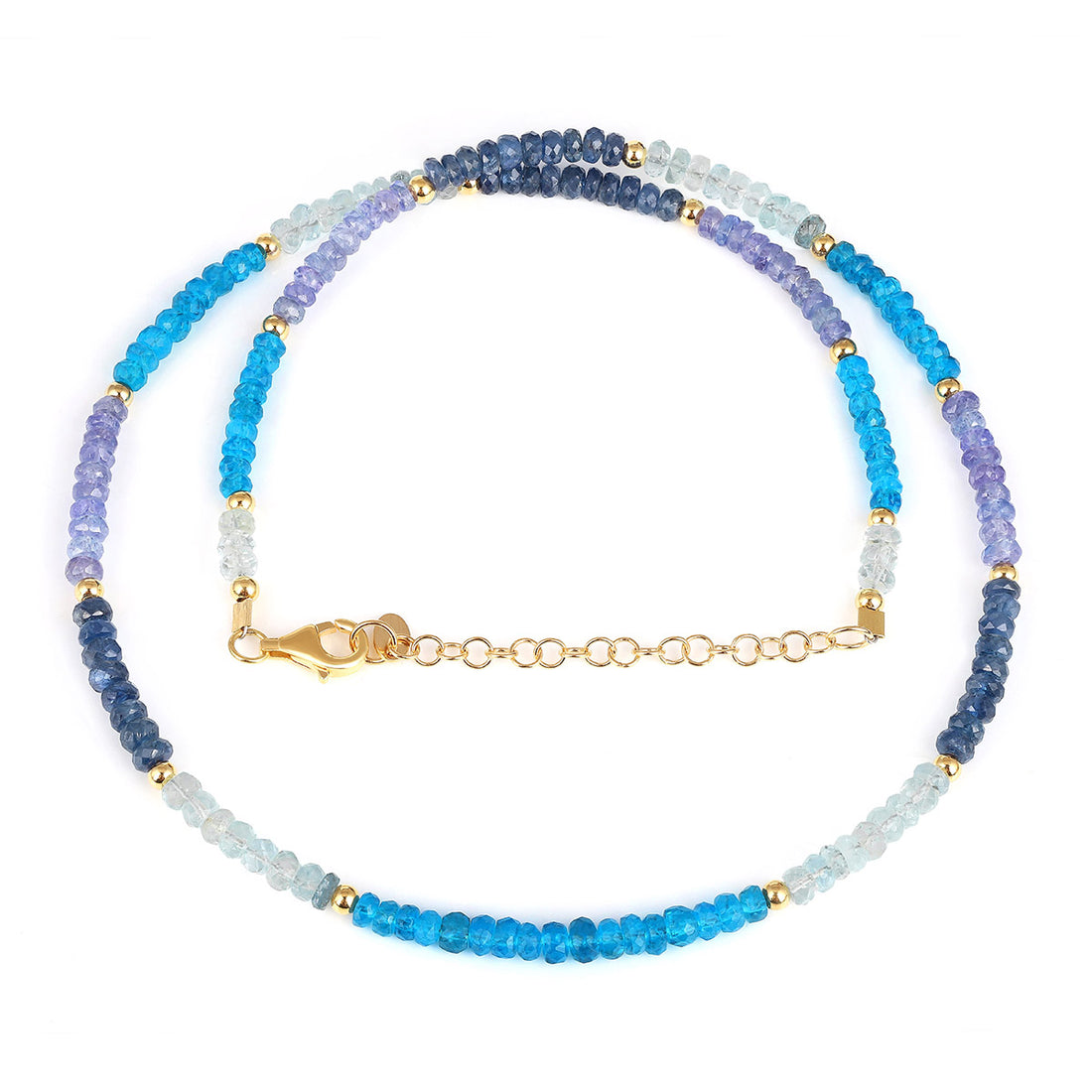 Apatite, Aquamarine, Sapphire and Tanzanite Silver Necklace