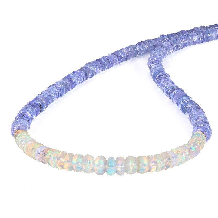 Tanzanite and Ethiopian Opal Beads Silver Necklace