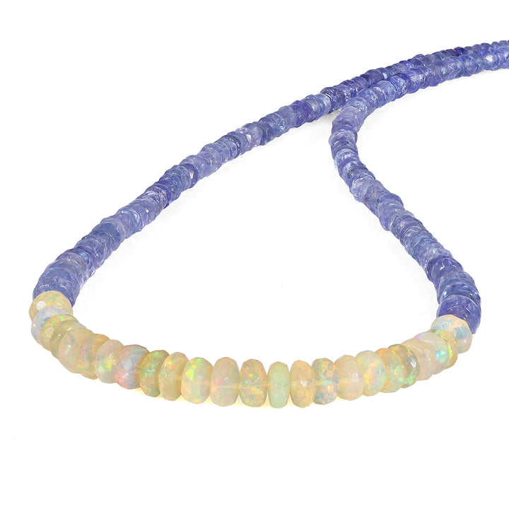 Tanzanite and Ethiopian Opal Beads Silver Necklace