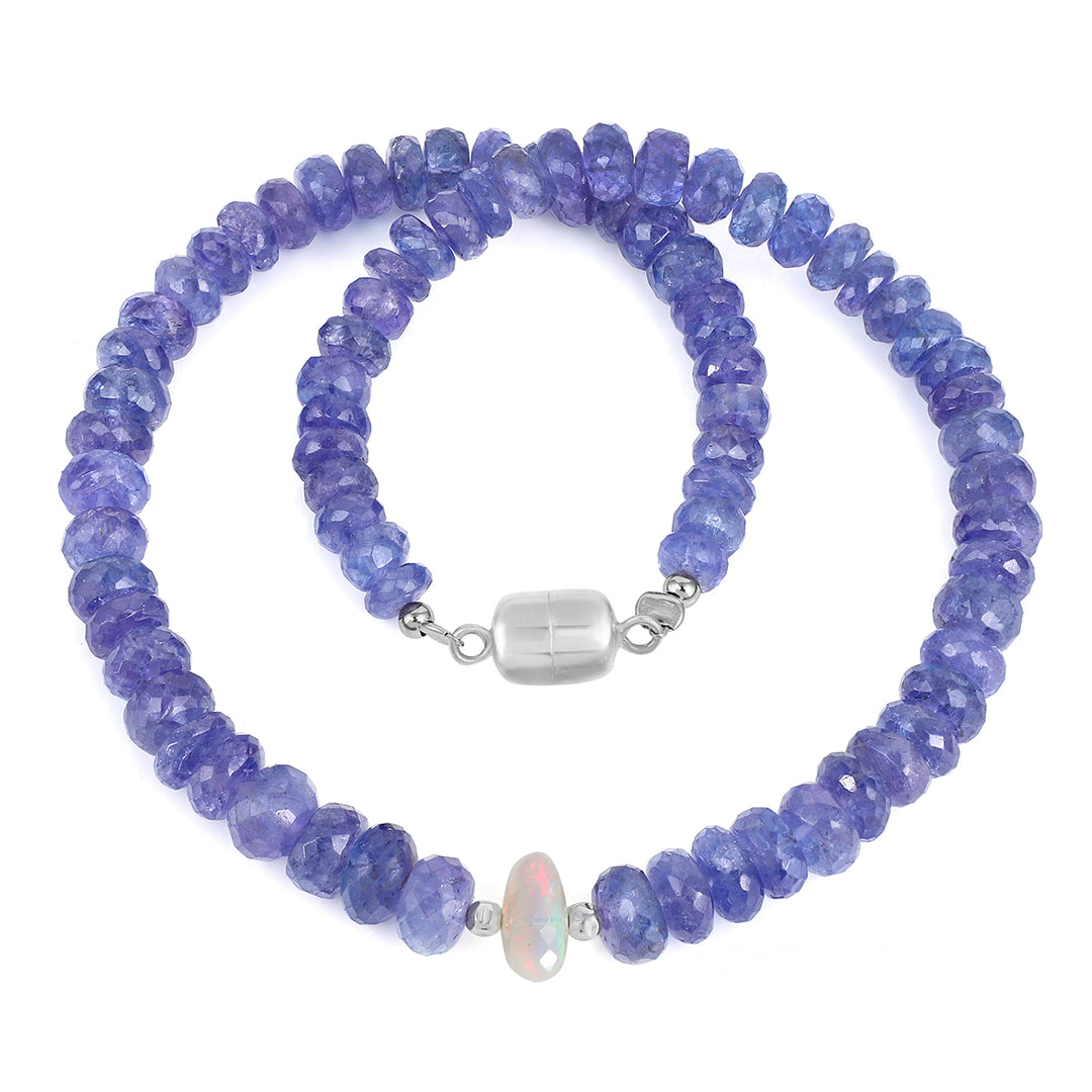 Tanzanite and Ethiopian Opal Silver Choker Necklace