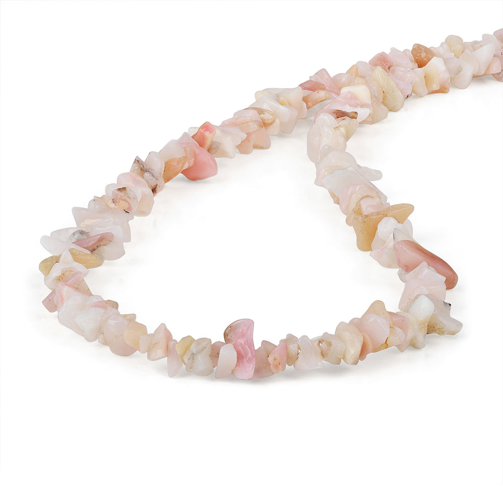 Pink Opal Nuggets Silver Necklace