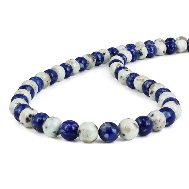 Lapis Lazuli and Tianshan Blue Jasper Unisex Silver Necklace