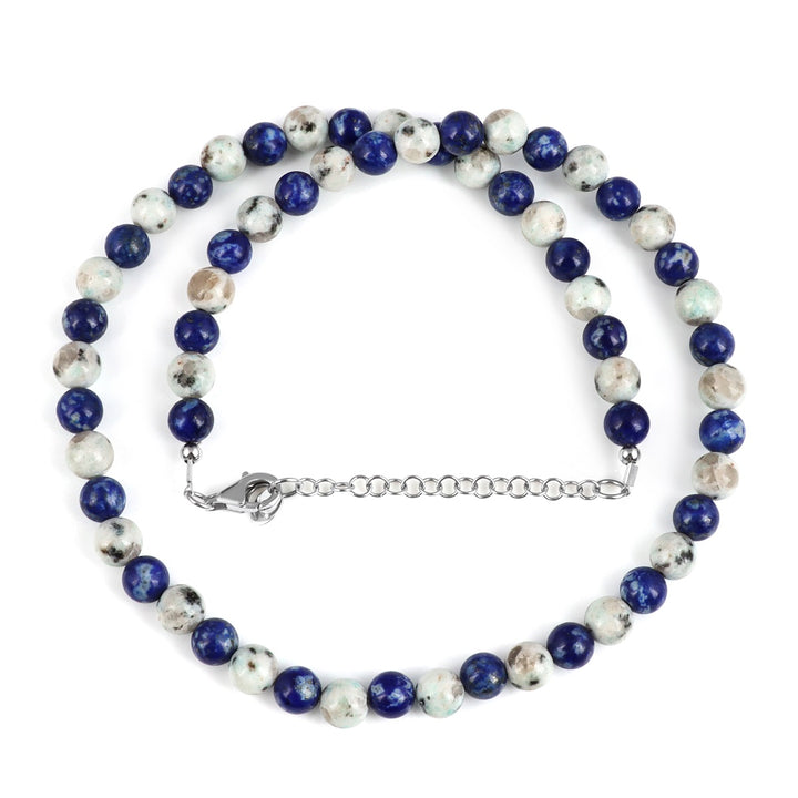 Lapis Lazuli and Tianshan Blue Jasper Unisex Silver Necklace