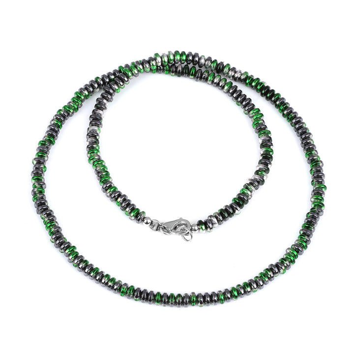 Mystic Green Hematite Silver Choker Necklace