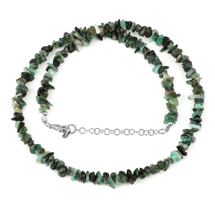 Emerald Nuggets Silver Necklace