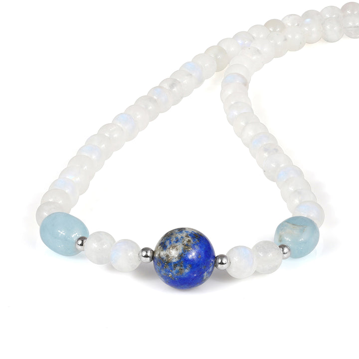 Moonstone, Lapis and Aquamarine Necklace