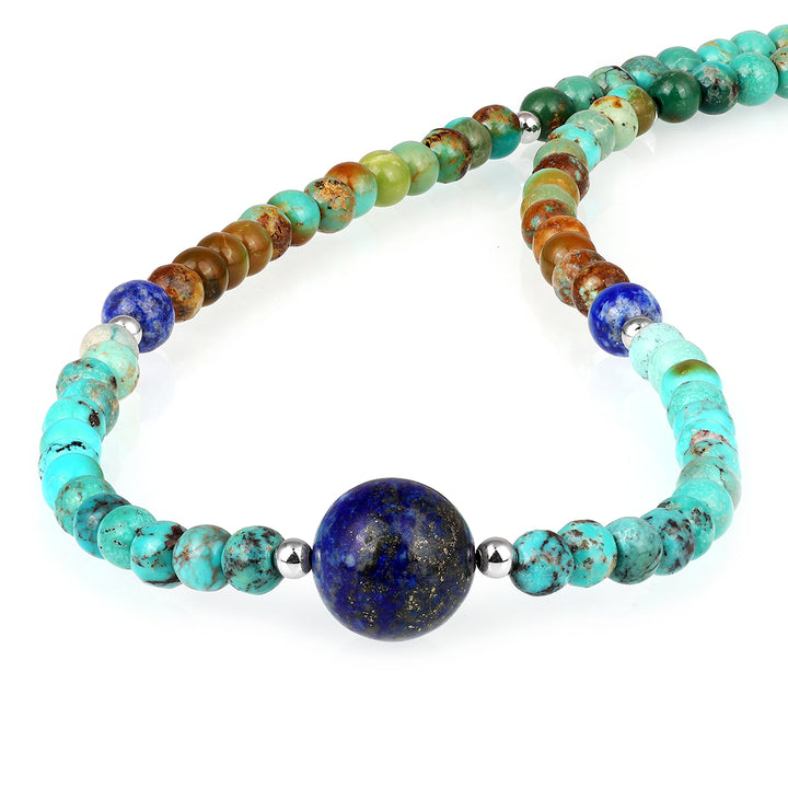 Turquoise and Lapis Lazuli Silver Necklace