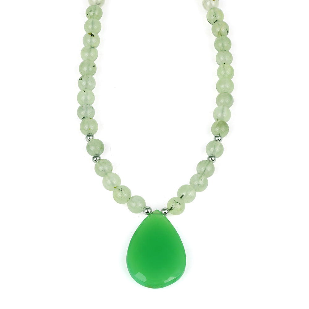 Prehnite and Chalcedony Pendant Necklace