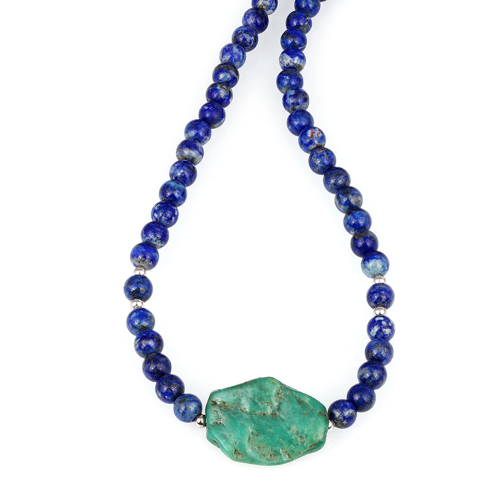 Lapis Lazuli and Turquoise Silver Necklace