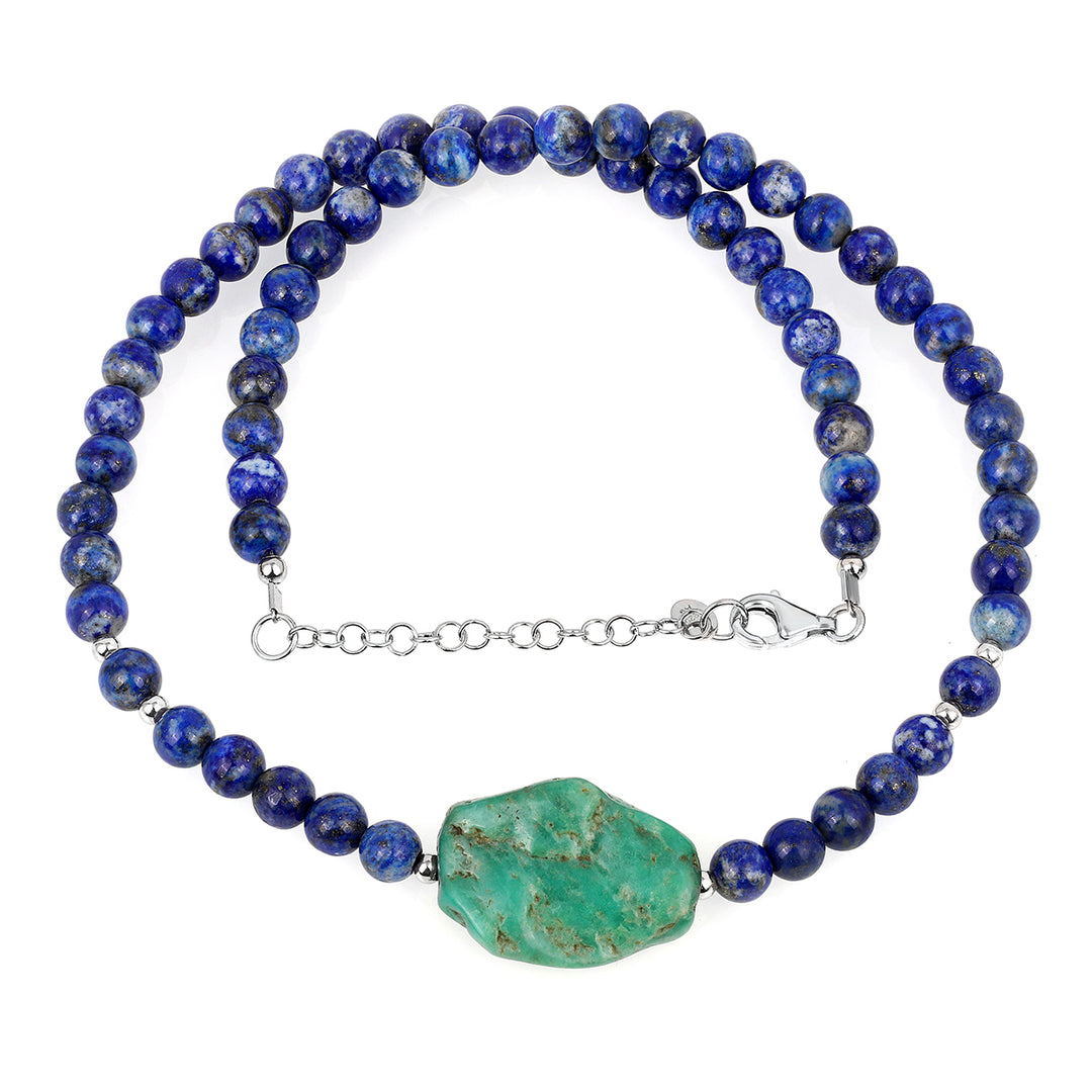 Lapis Lazuli and Turquoise Silver Necklace