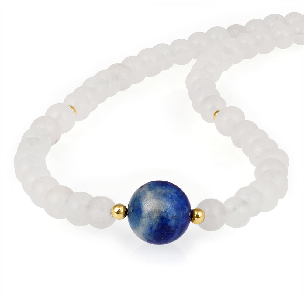 Selenite and Lapis Lazuli Silver Necklace