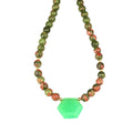 Unakite and Chalcedony Silver Necklace