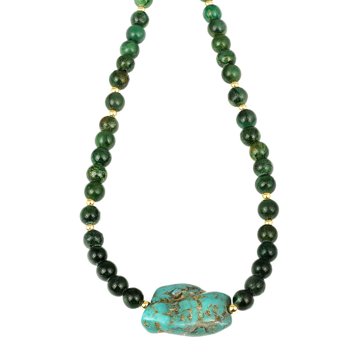 Jade and Turquoise Silver Necklace