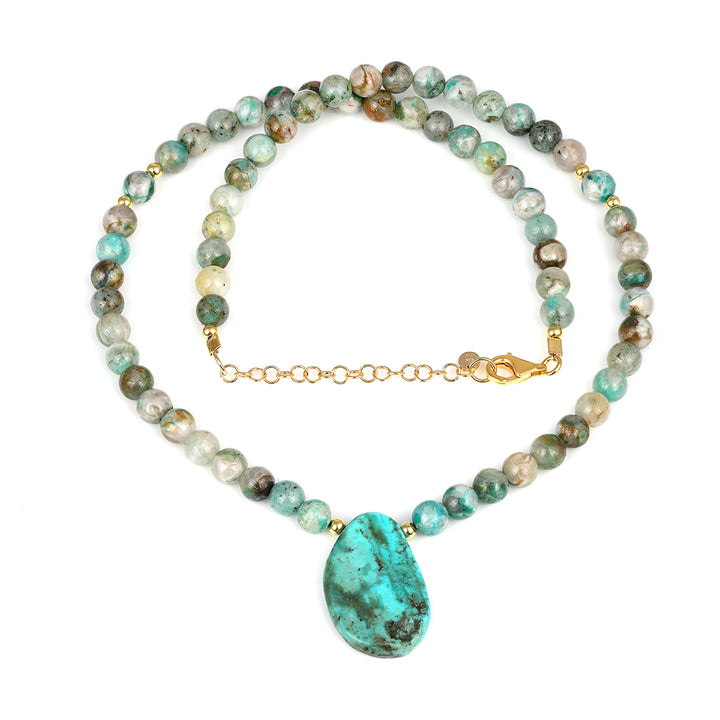 Chrysocolla and Turquoise Pendant Necklace