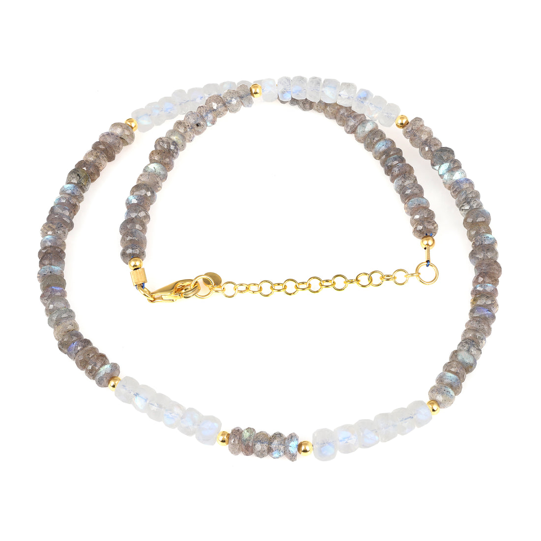 Rainbow Moonstone and Labradorite Silver Necklace