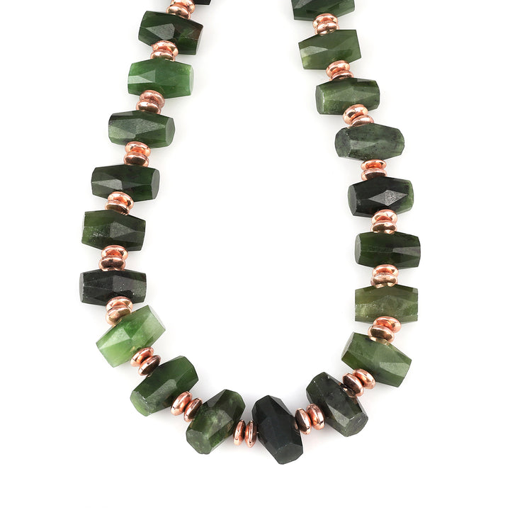 Nephrite Jade and Hematite Silver Necklace