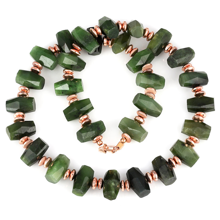 Nephrite Jade and Hematite Silver Necklace