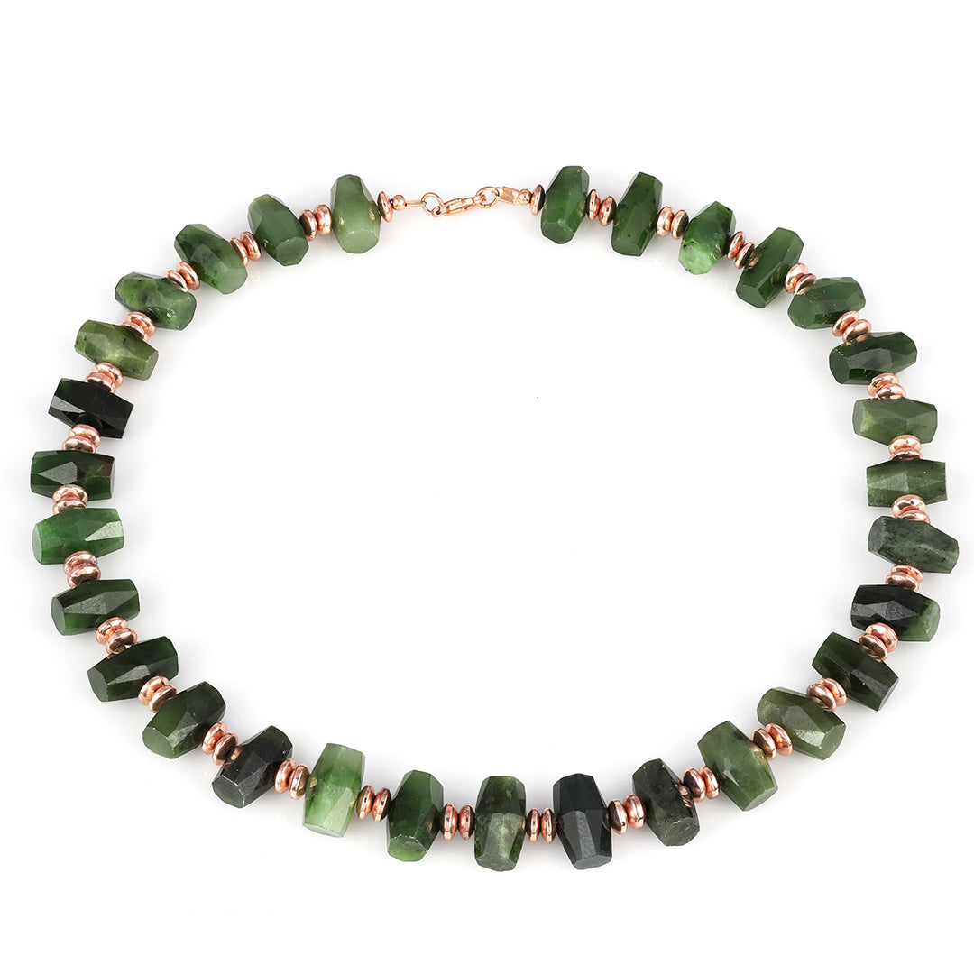 Nephrite Jade and Hematite Silver Necklace