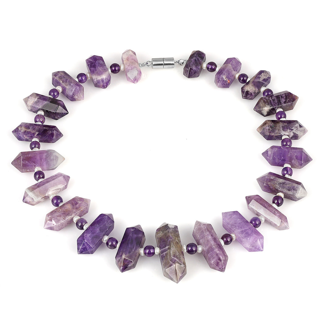 Amethyst and Pearl Silver Necklace