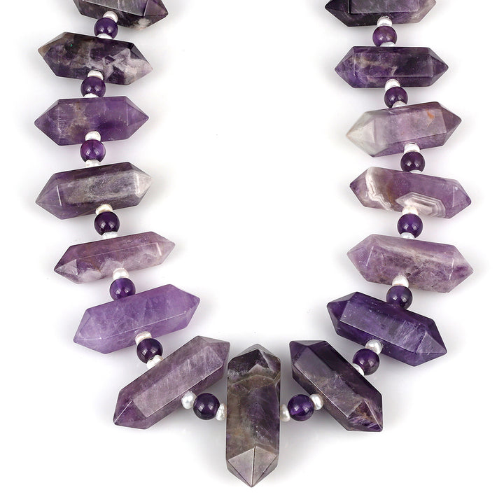 Amethyst and Pearl Silver Necklace