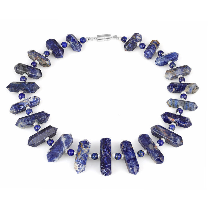 Sodalite, Lapis and Pearl Silver Necklace