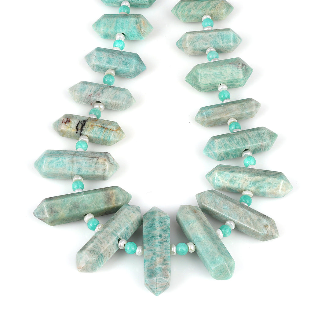 Amazonite and Pearl Silver Necklace