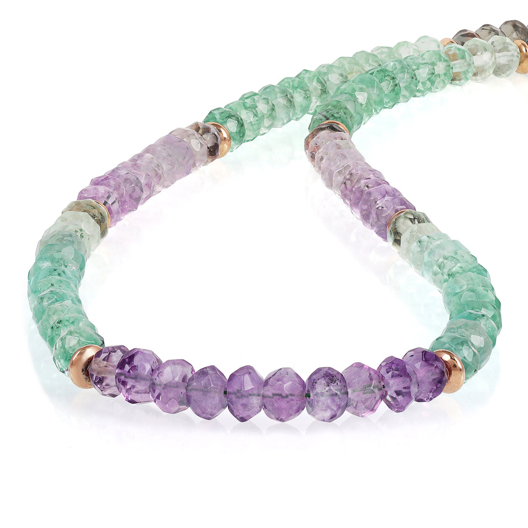 Sterling Silver Multi Fluorite Beads Necklace