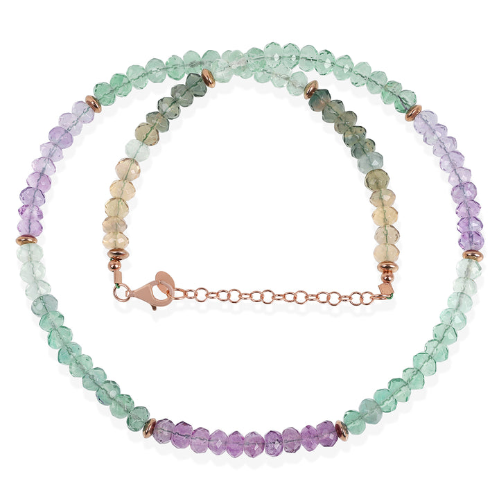 Sterling Silver Multi Fluorite Beads Necklace