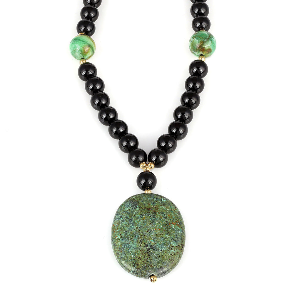 Tourmaline, Turquoise and Variscite Silver Necklace