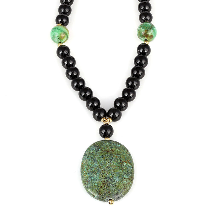 Tourmaline, Turquoise and Variscite Silver Necklace