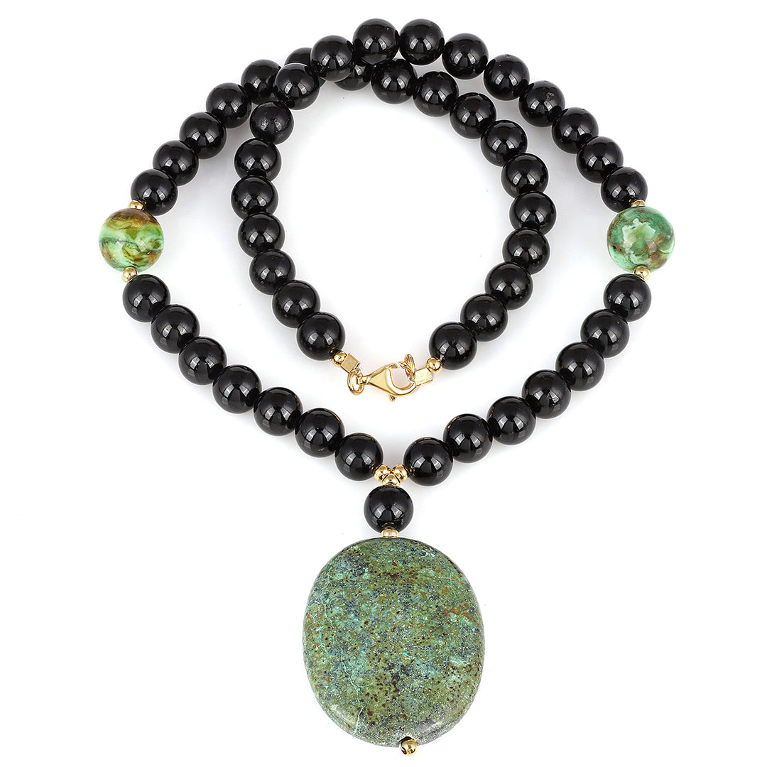 Tourmaline, Turquoise and Variscite Silver Necklace