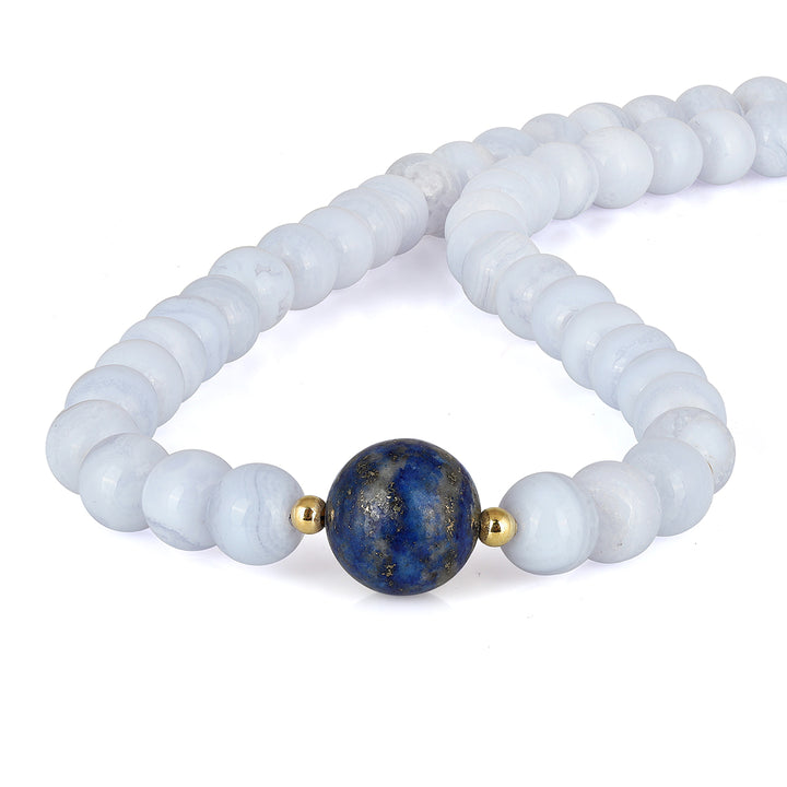 Blue Lace Agate and Lapis Lazuli Choker Necklace