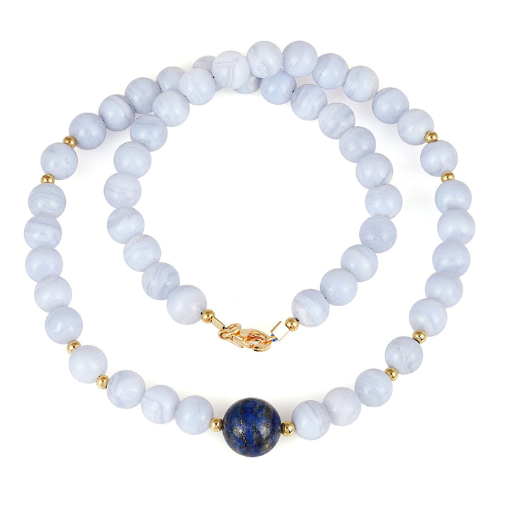 Blue Lace Agate and Lapis Lazuli Choker Necklace