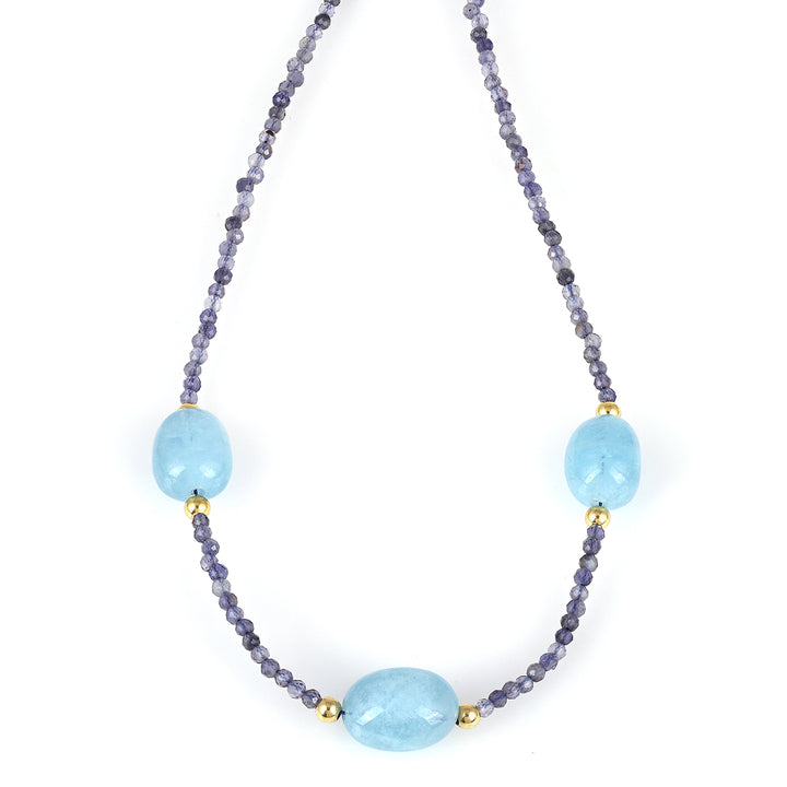 Iolite and Aquamarine Silver Necklace