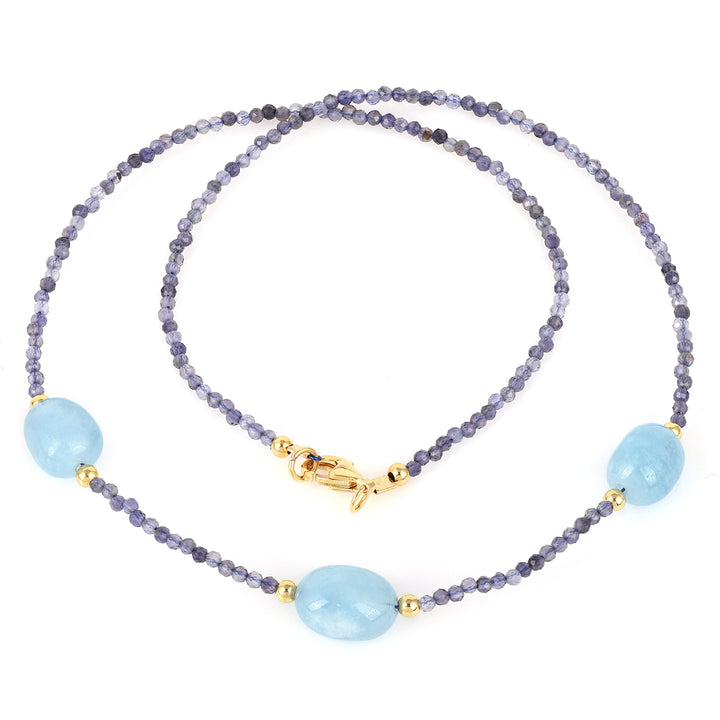 Iolite and Aquamarine Silver Necklace