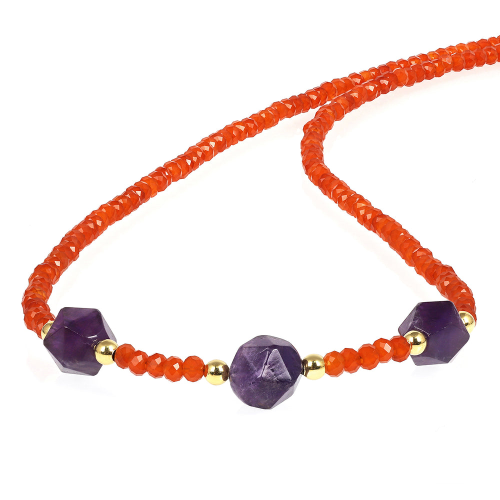 Red Onyx and Amethyst Silver Choker Necklace