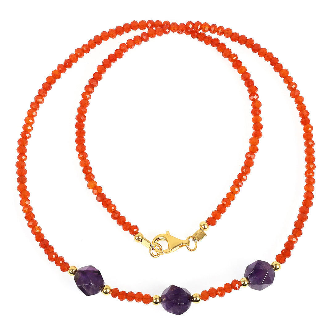 Red Onyx and Amethyst Silver Choker Necklace