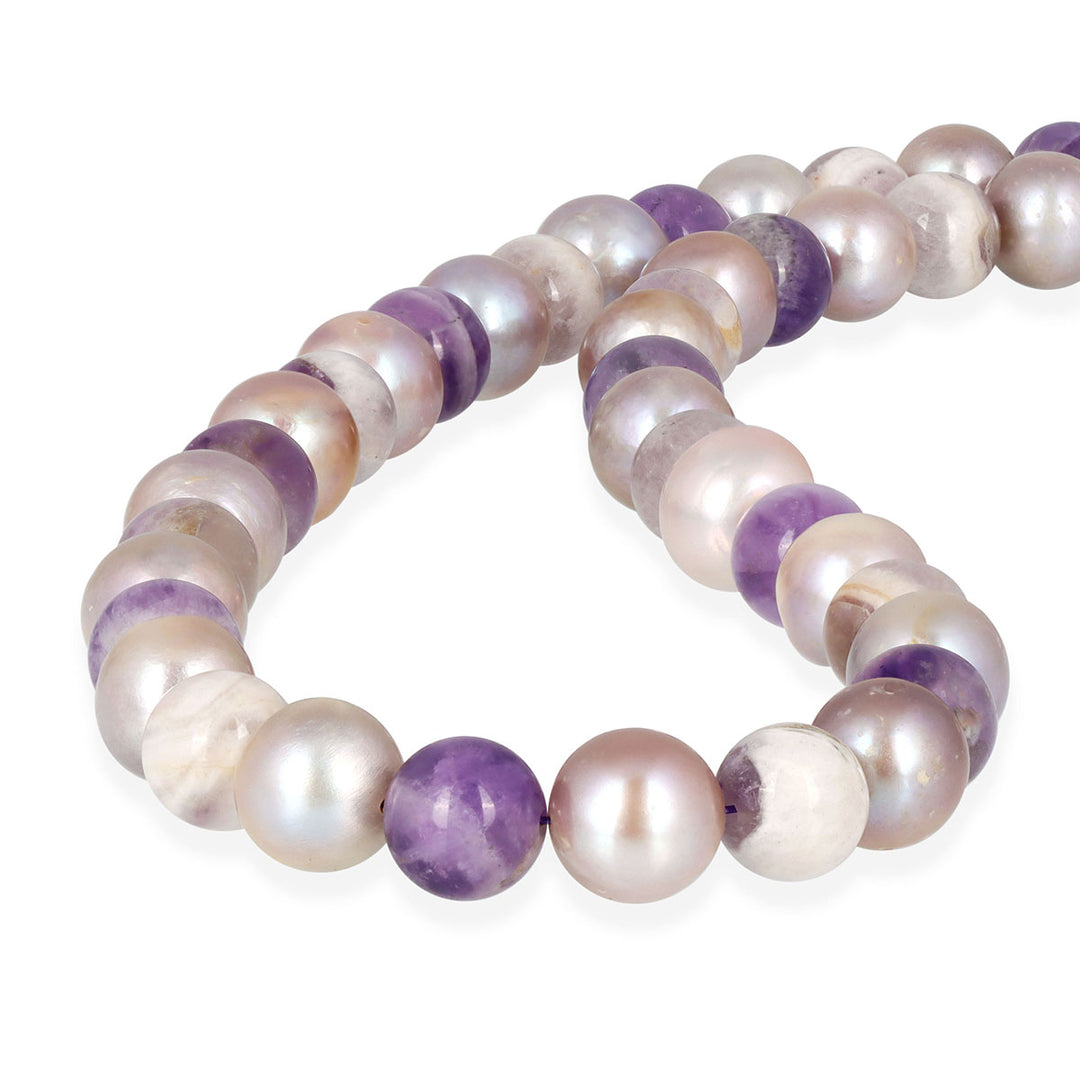 Pearl and Amethyst Silver Necklace