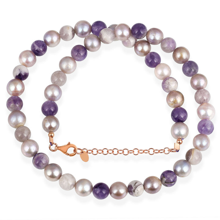 Pearl and Amethyst Silver Necklace