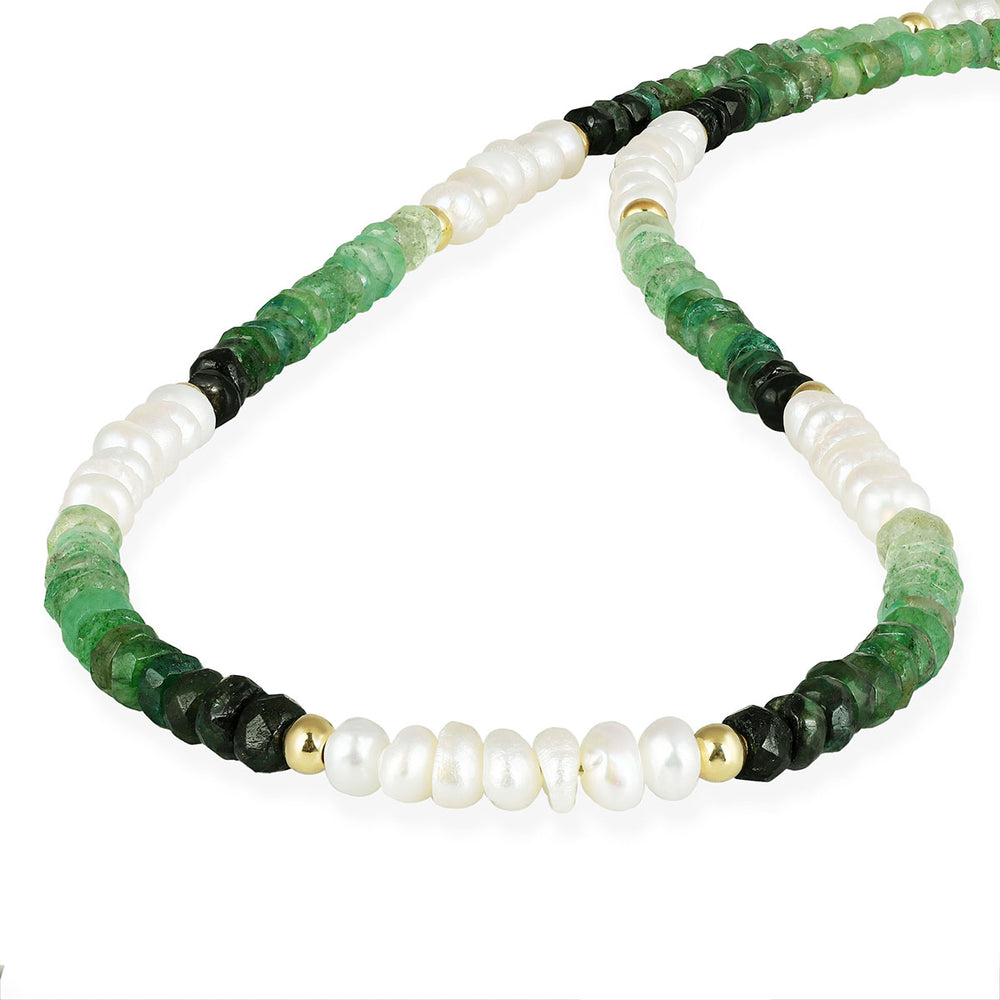 Emerald and Pearl Silver Necklace