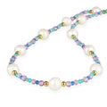 Crystal Quartz, Blue Onyx and Pearl Silver Necklace