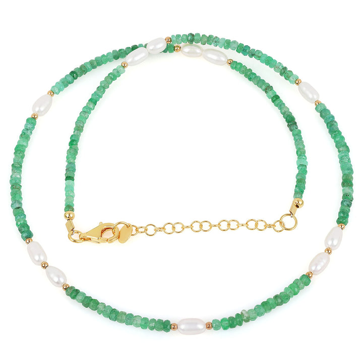 Pearl and Emerald Sterling Silver Necklace