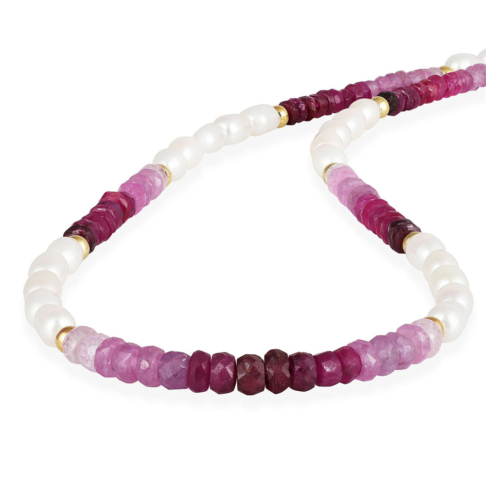 Pearl and Ruby Sterling Silver Necklace